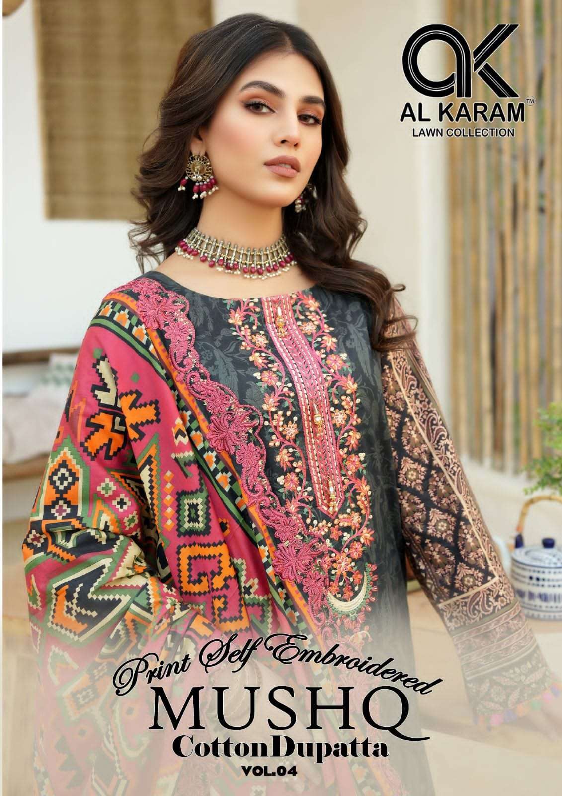 mushq cotton dupatta vol 4 by al karam beautiful cotton pakistani salwar kameez wholesaler 