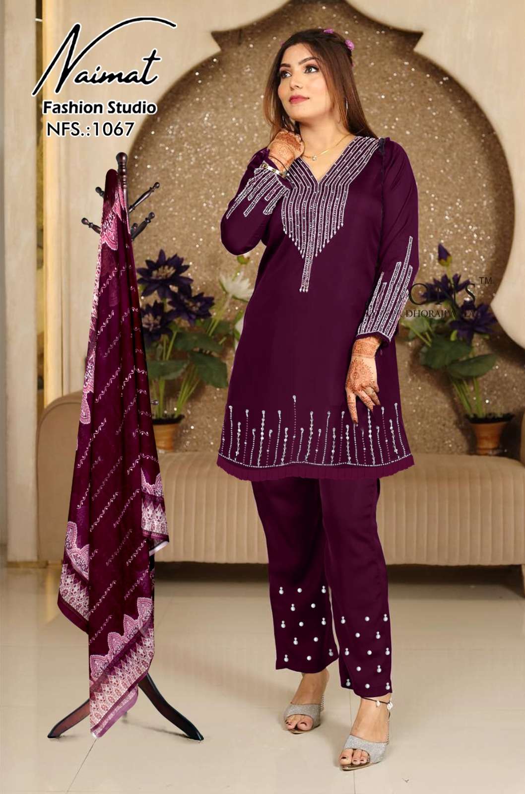 naimat 1067 amazing designer pakistani kurti with pant and dupatta
