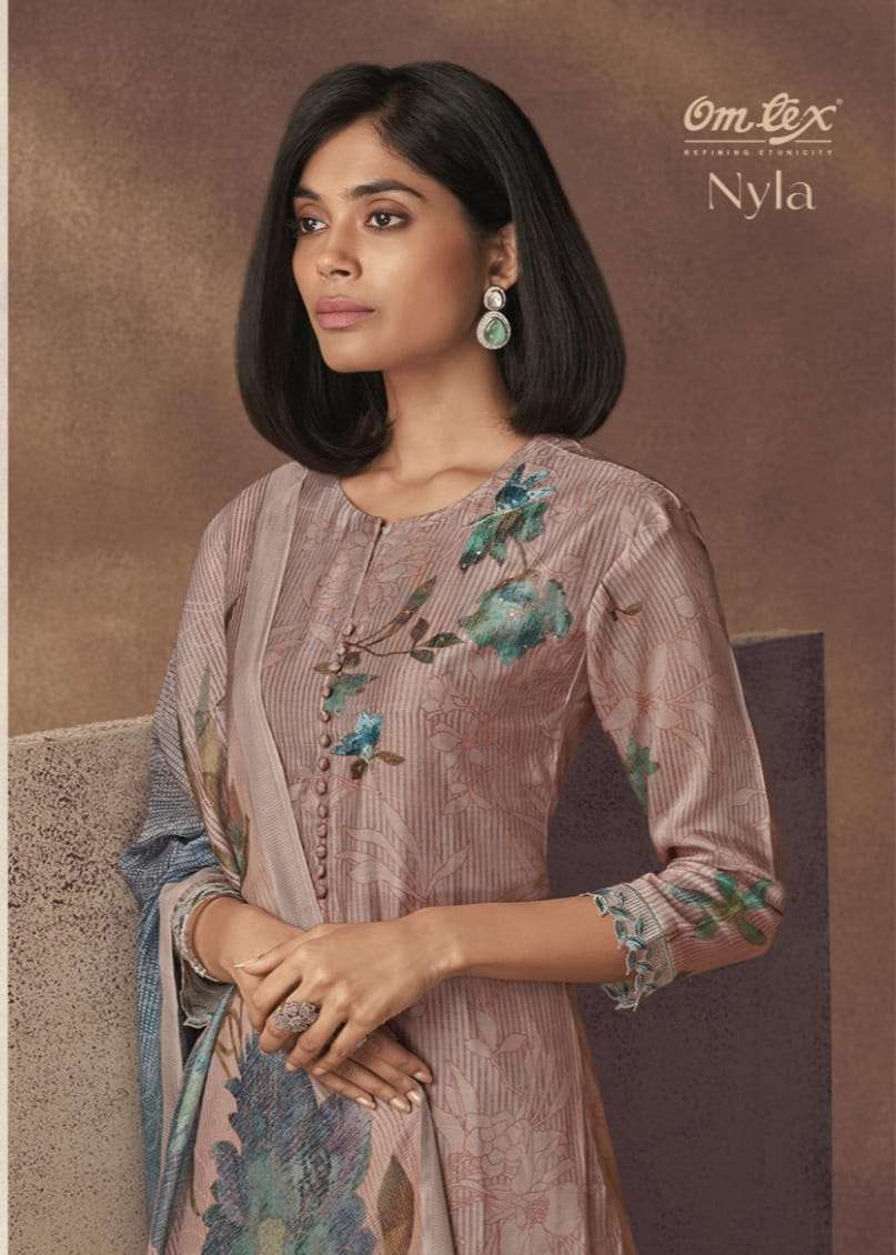 omtex present nyla adorable flower digital print with embroidery handwork salwar kameez materials 