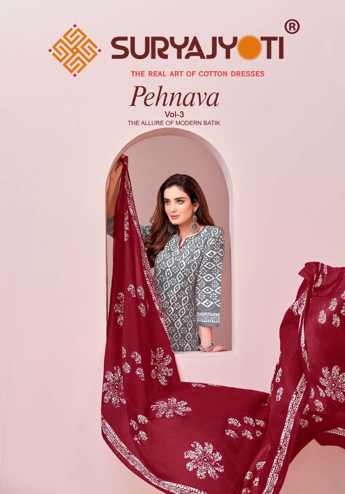 pehnava vol 3 by suryajyoti amazing batik print cambric cotton ladies suits wholesaler 