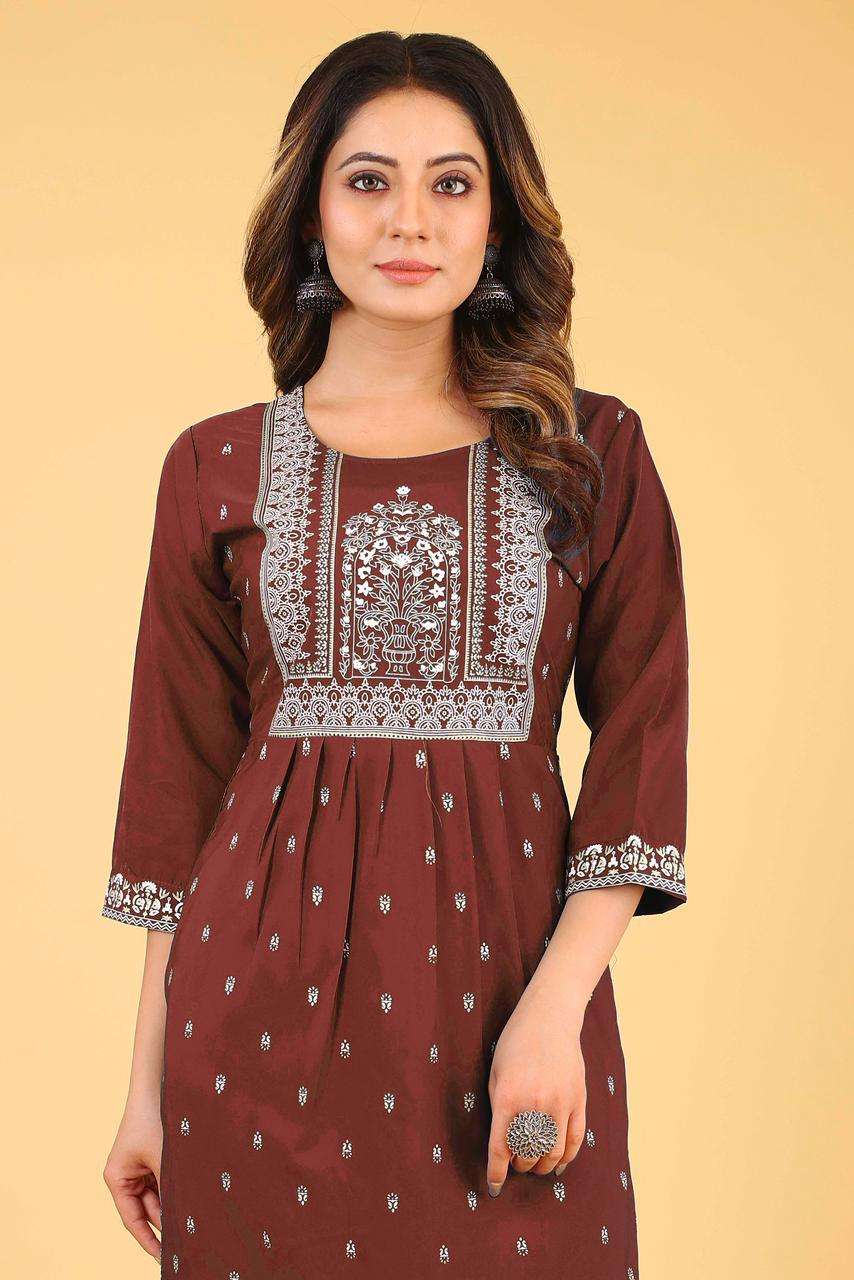 pr 129-132 fancy foil print women nyra cut only kurtis collection