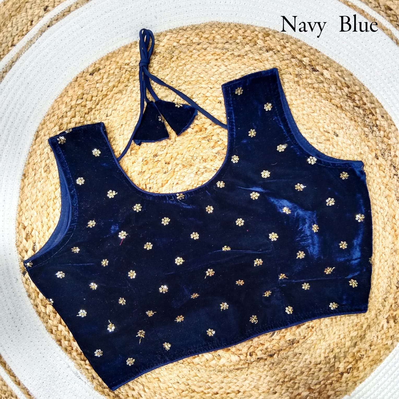 pr velvet butti sequence embroidery work readymade fancy blouse 