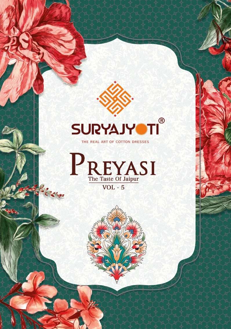 preyasi vol 5 by suryajyoti jaipuri print readymade cotton salwar kameez catalogue