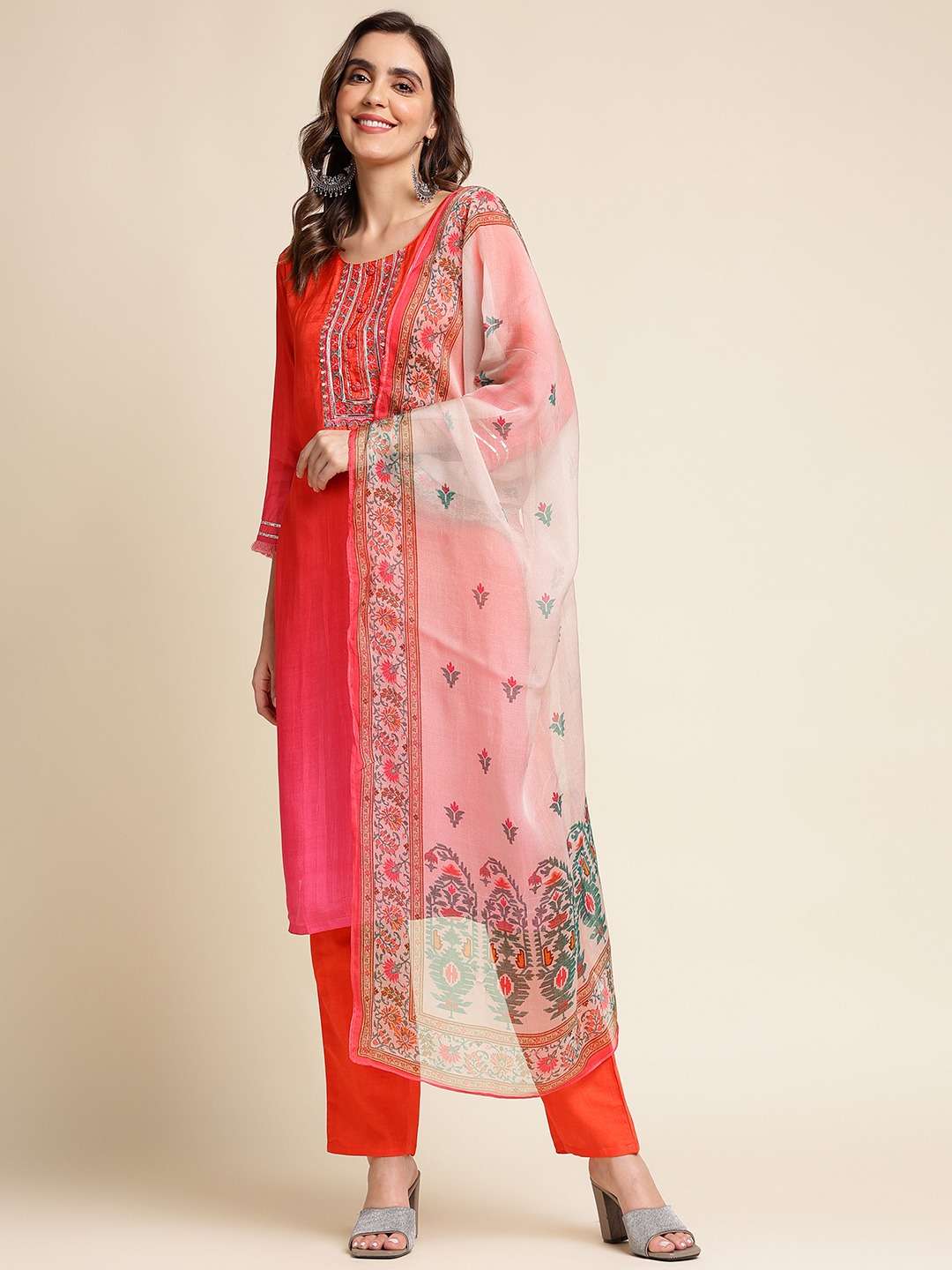 psyna 2039 readymade kurti pant dupatta combo set 