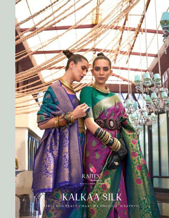 rajtex present kalkaa silk 303001-303006 series handloom weaving silk function wear sarees supplier 