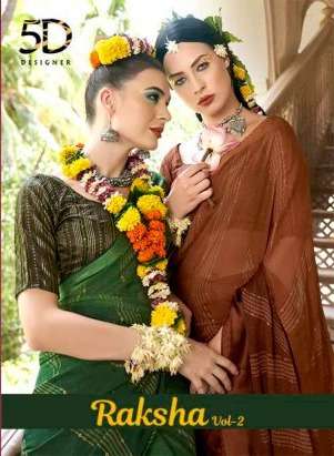 raksha vol 2 by 5d designer satin chiffon casual fancy sarees  