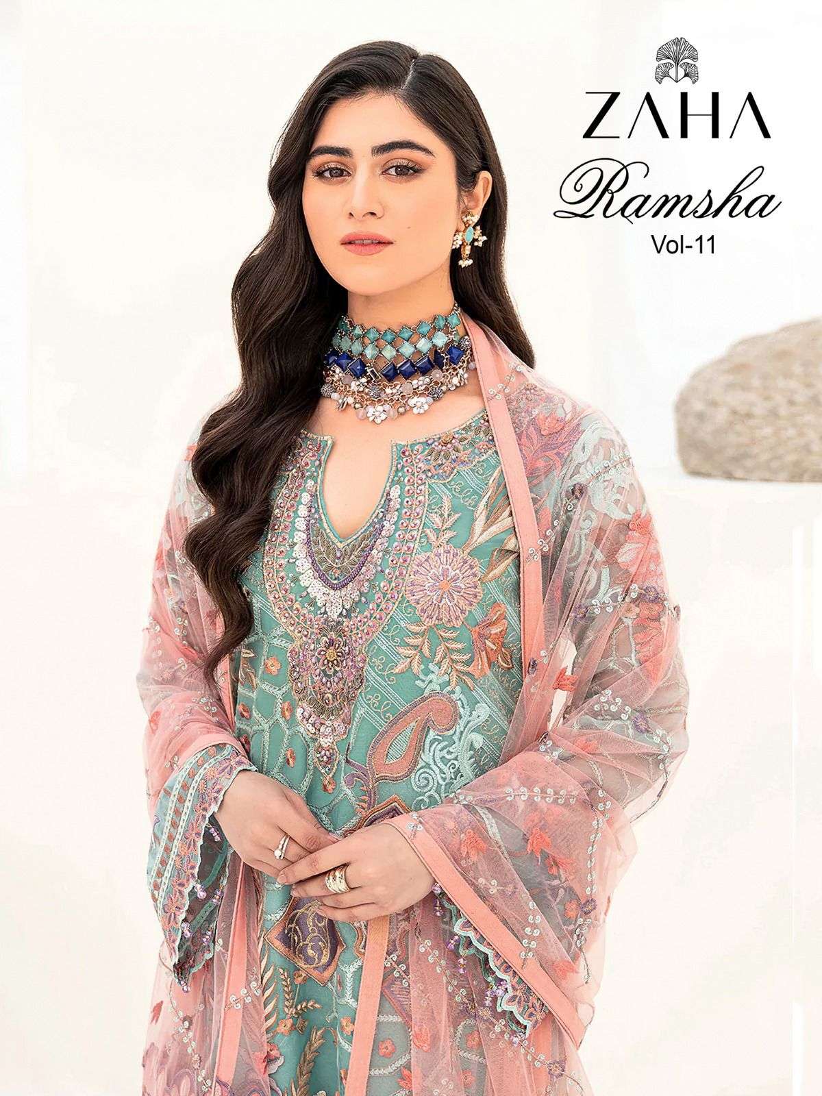 ramsha vol 11 by zaha designer work pakistani concept unstitch salwar kameez 