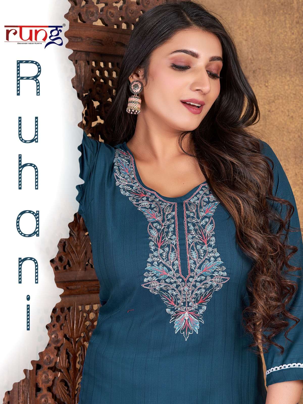 rung present ruhani fancy work daily wear kurtis collection 