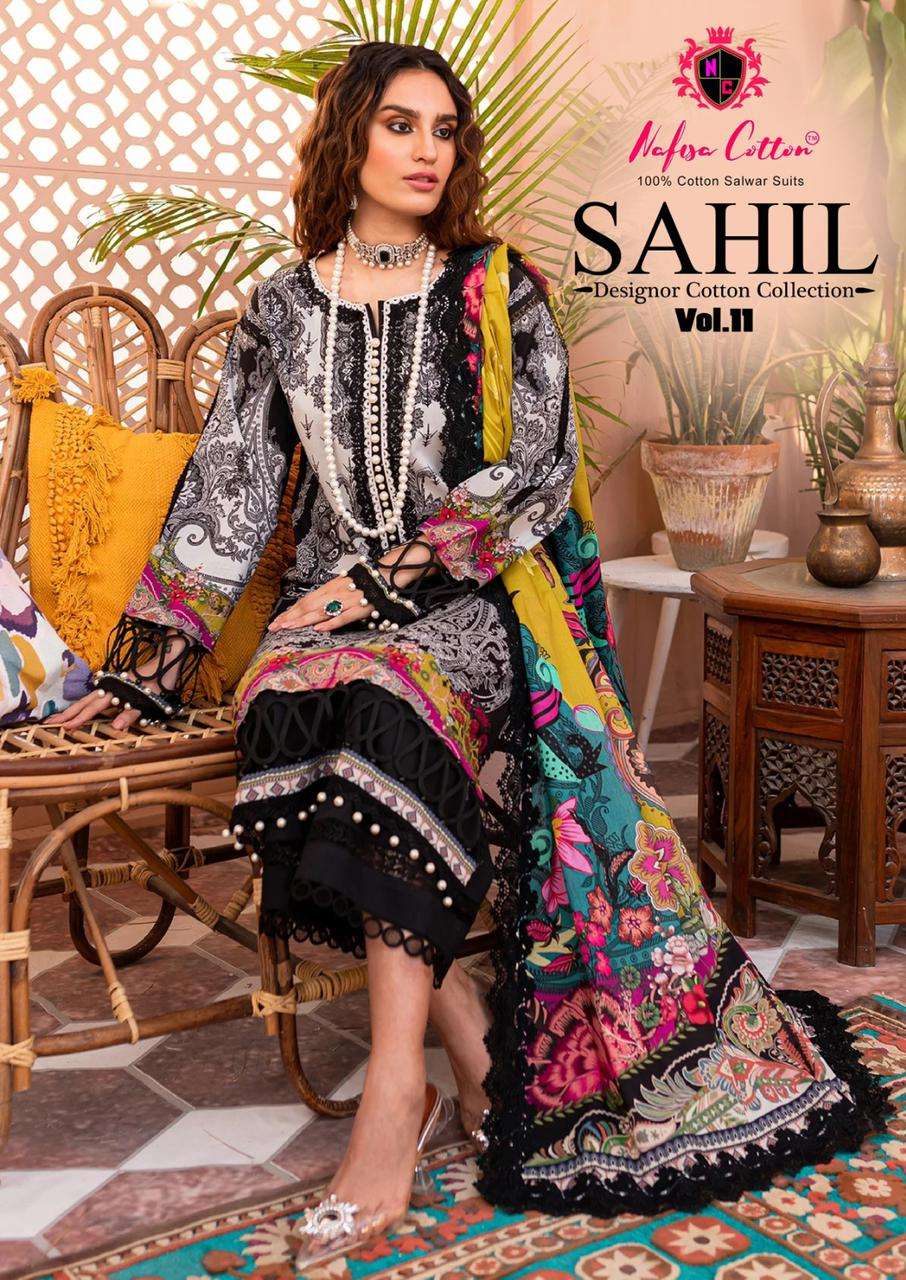 sahil vol 11 by nafisa cotton amazing pakistani print karachi cotton ladies suits wholesaler 