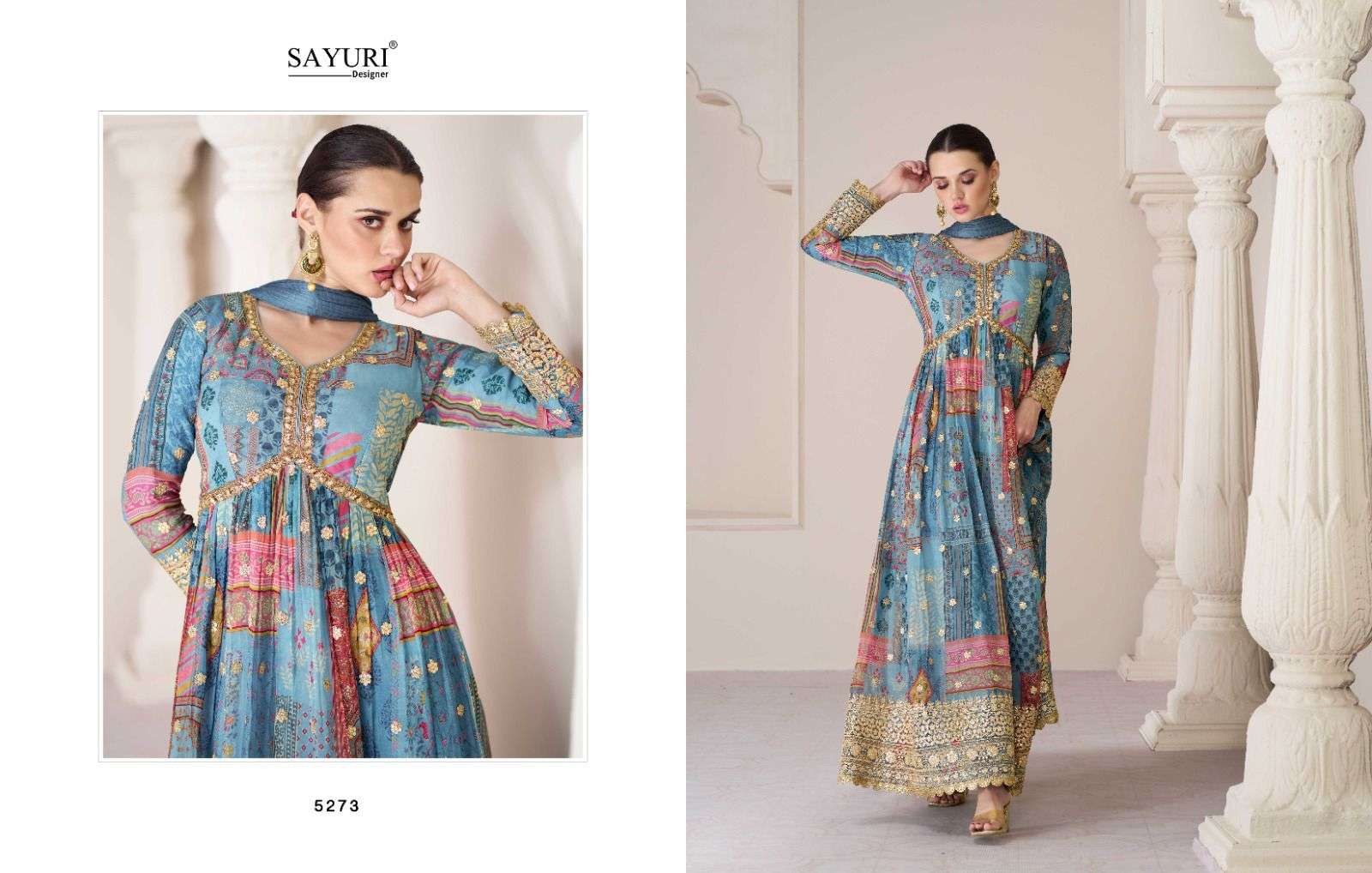 sayuri designer phulaari nx readymade long salwar kameez 