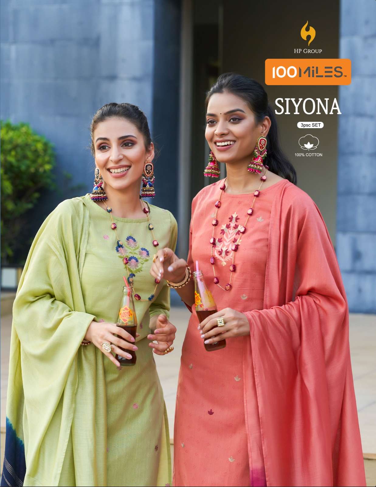 siyona by 100 miles fancy work straight kurti with pant and dupatta catalog