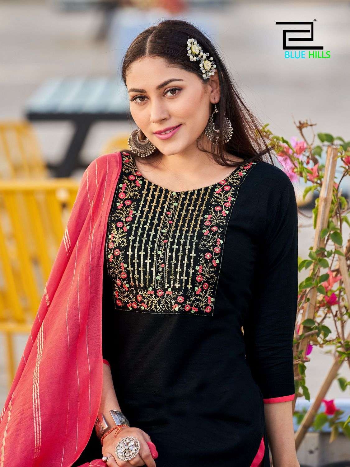 skyline vol 15 by blue hills fancy 3pcs set collection designer work kurti with pant and dupatta 