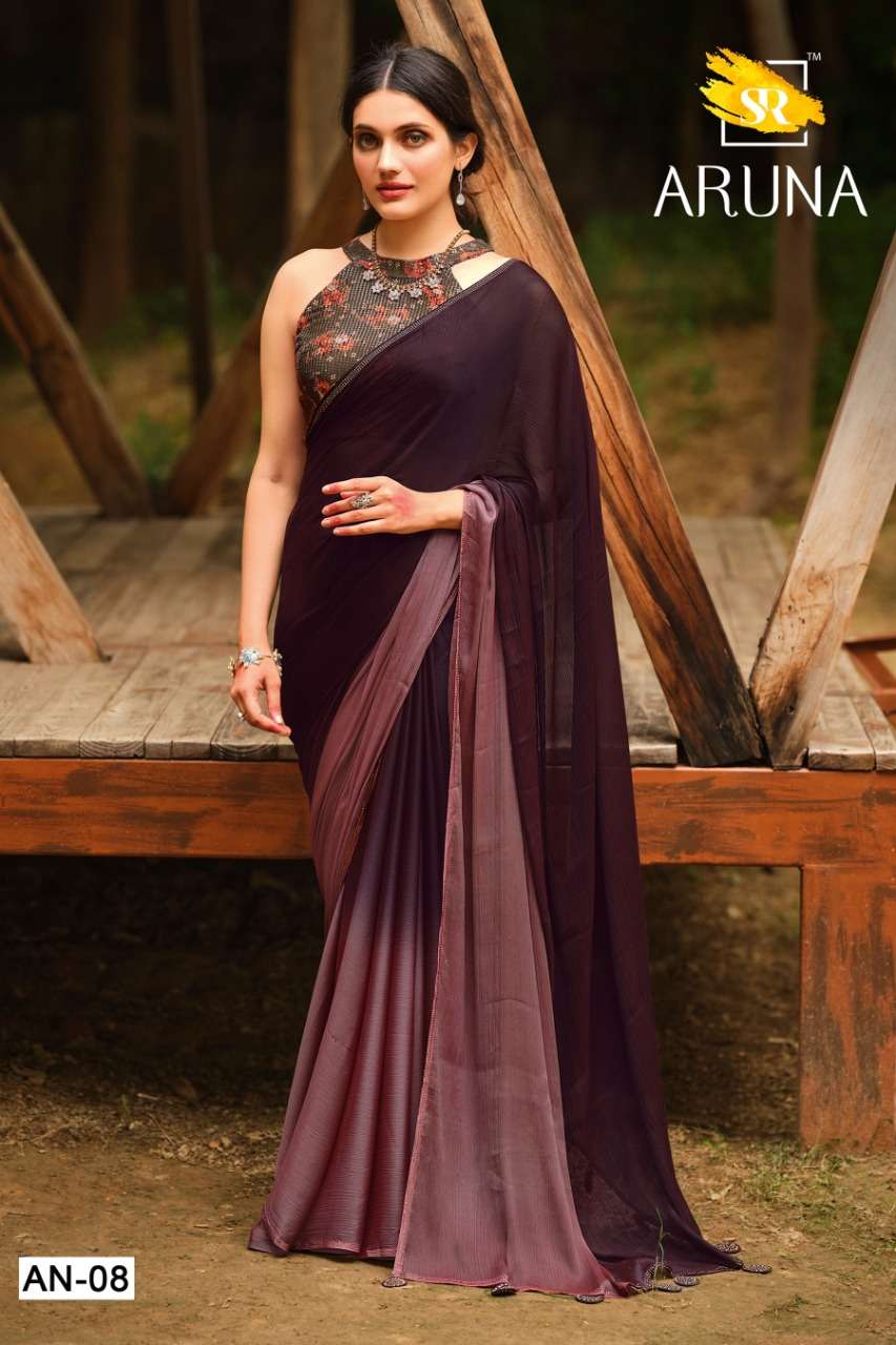 sr saree aruna hit 3d velvet chiffon fancy saris with sequence work blouse wholesaler 