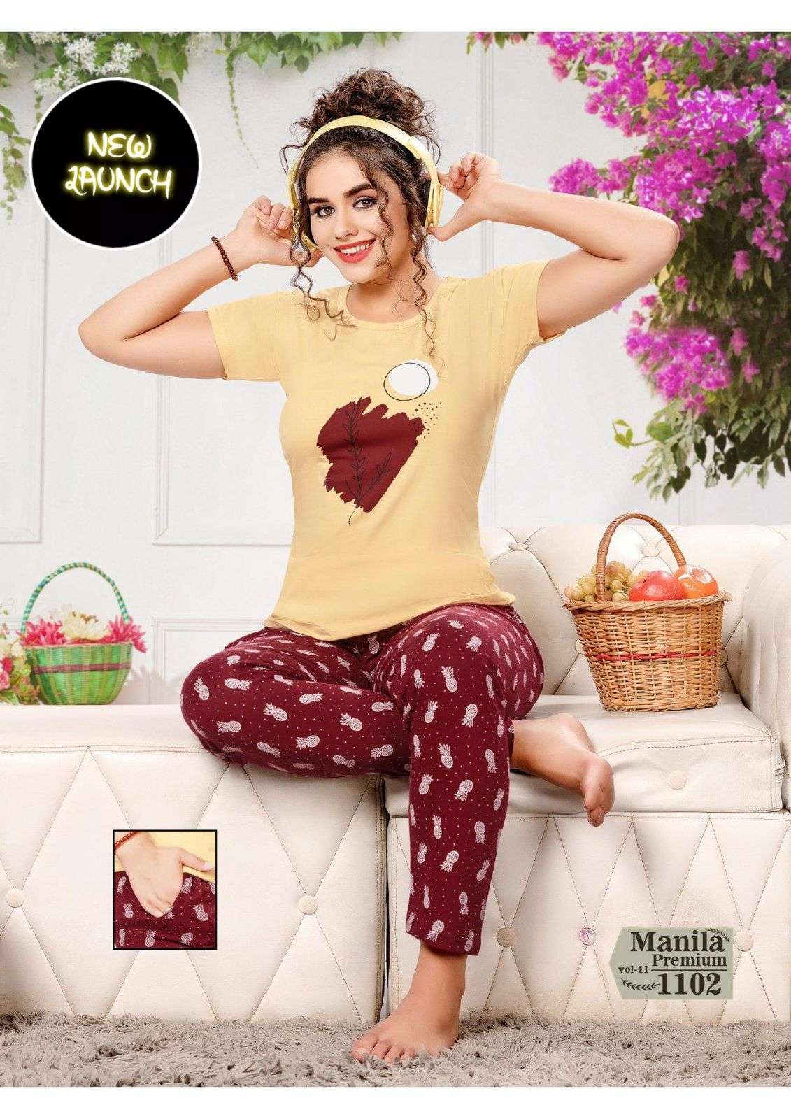 SUMMER SPECIAL VOL.11018 Heavy Shinker Hosiery Cotton Night Suits With Pocket CATALOG WHOLESALER BEST RATE