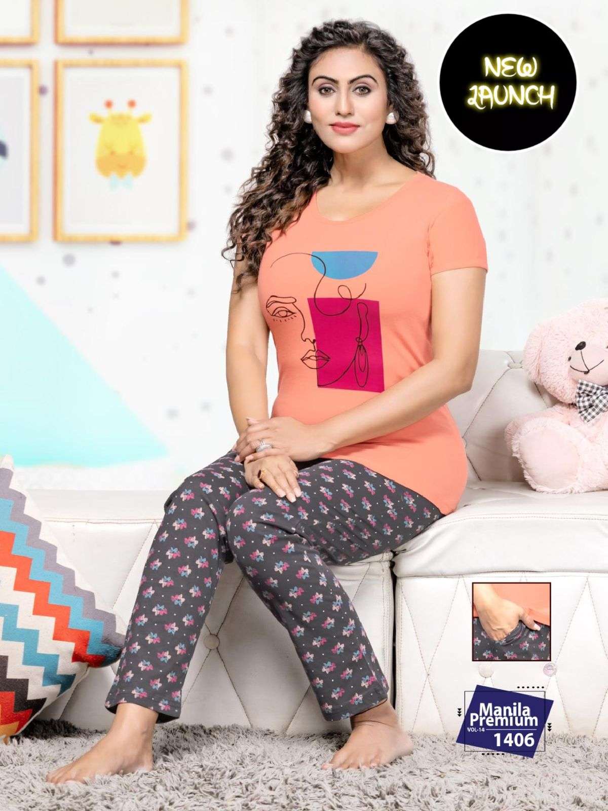 SUMMER SPECIAL VOL.14018 Heavy Shinker Hosiery Cotton Night Suits With Pocket CATALOG WHOLESALER BEST RATE
