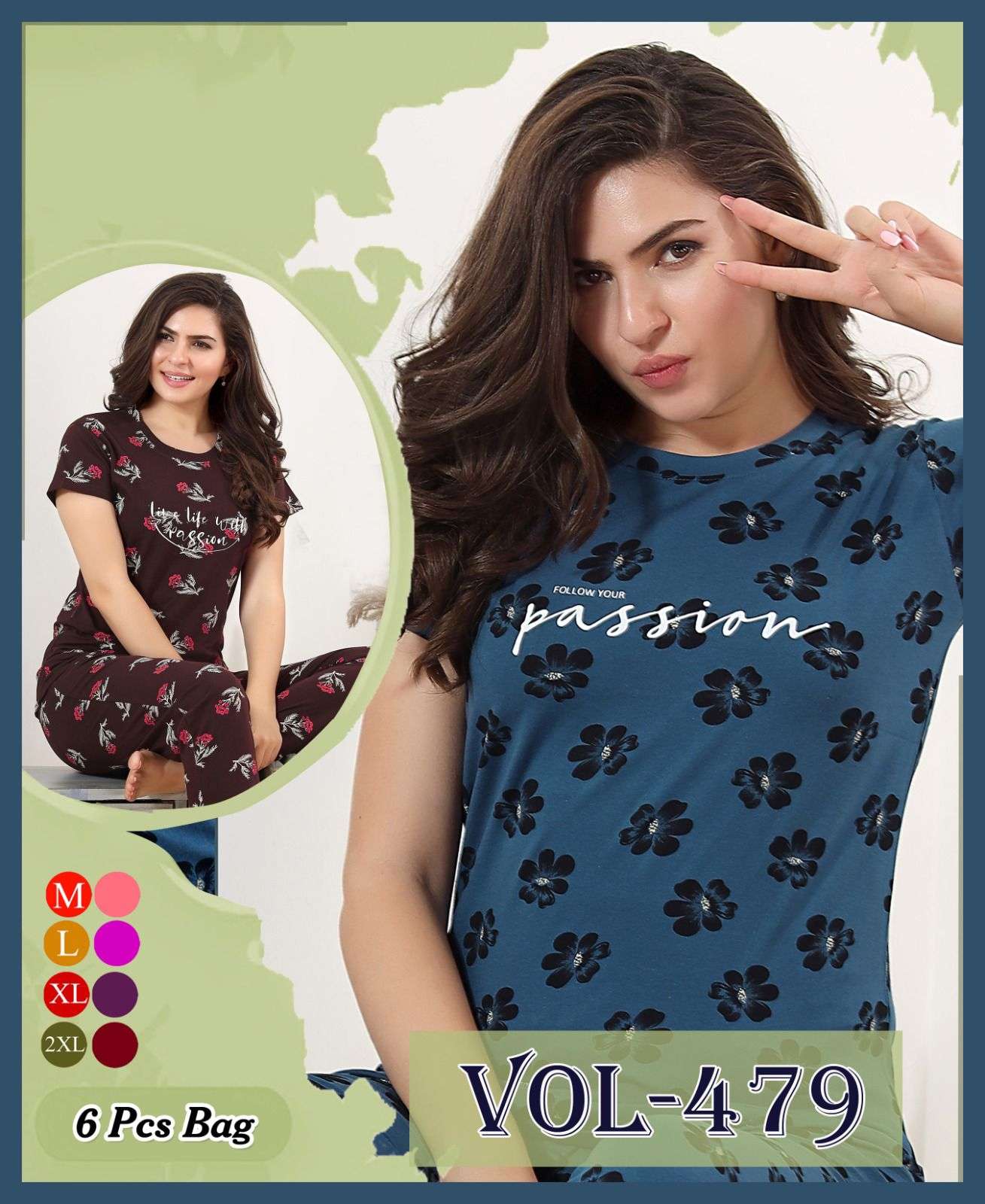 SUMMER SPECIAL VOL.B479 Heavy Fancy Printed Shinker Hosiery Cotton Printed Night Suits CATALOG