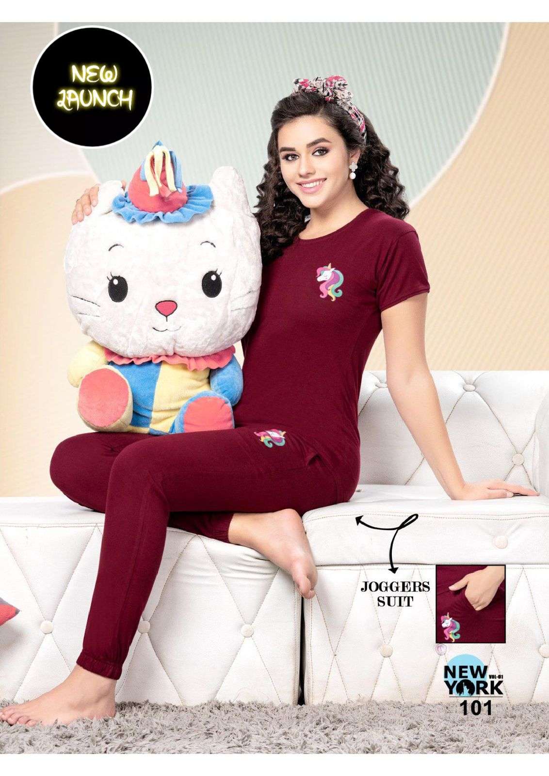 SUMMER SPECIAL VOL.NY1014 Heavy Shinker Hosiery Cotton Joggers Pattern Night Suits CATALOG WHOELSALER BEST RATE