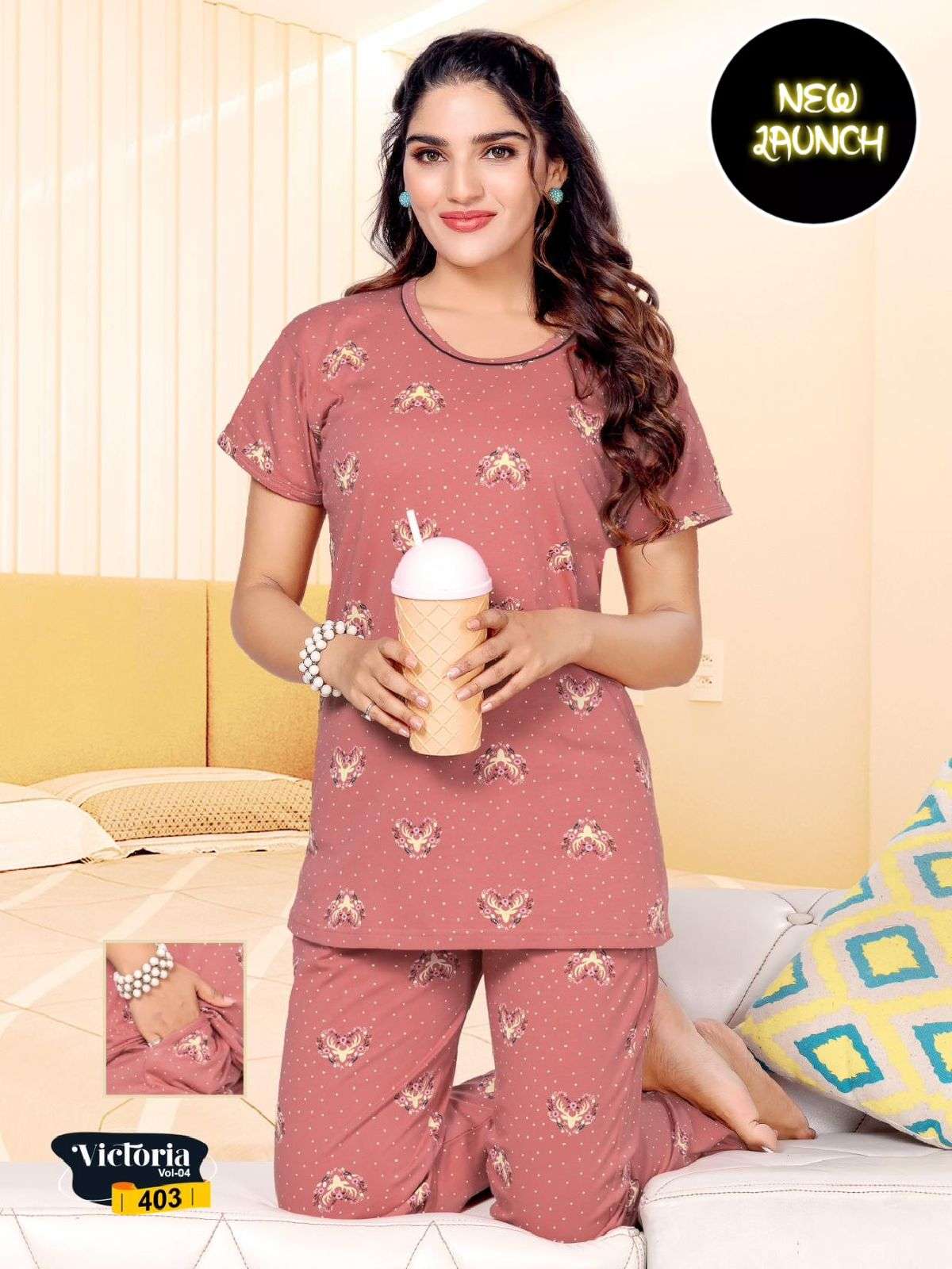 SUMMER SPECIAL VOL. V401 Heavy Shinker Hosiery Cotton NIGHT SUIT CATALOG WHOLESALER BEST RATE
