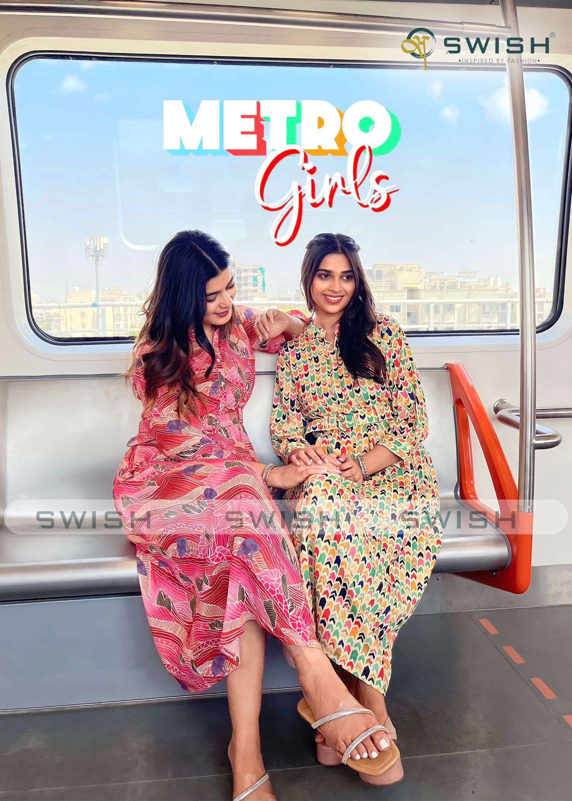 swish present metro girls party wear fancy flair style kurti with belt 