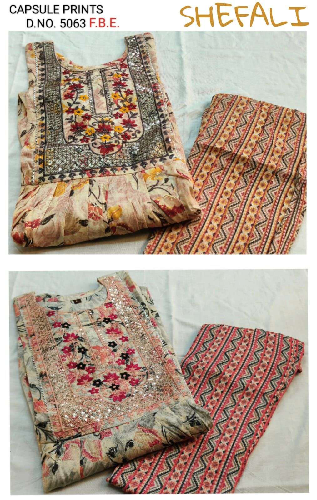 TRENDY SHEFALI 5063 HEAVY RAYON CAPSULE FOIL PRINT COMBO READYMADE SUIT 