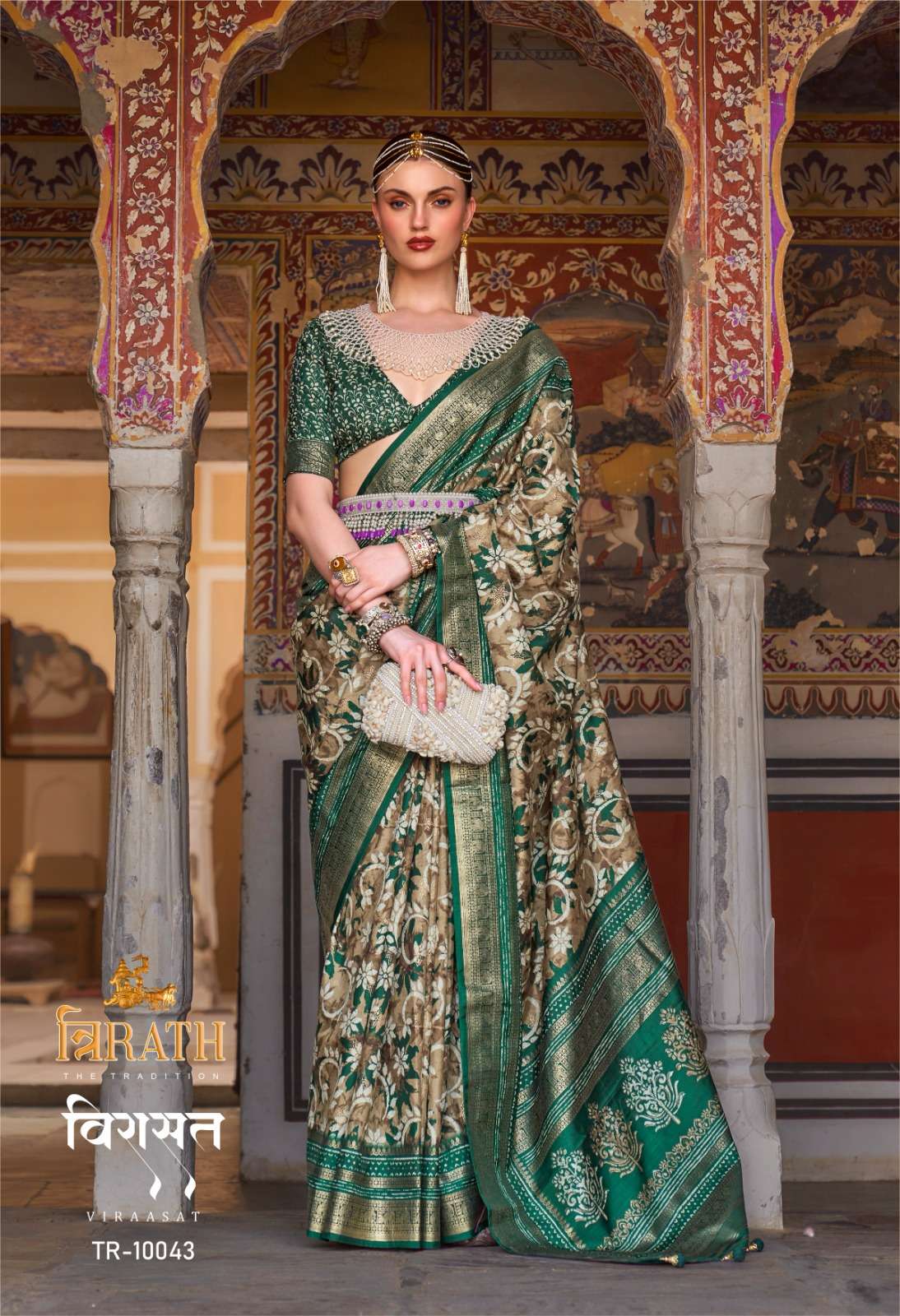 trirath present viraasat 10043-10054 series designer wedding wear patola sarees 