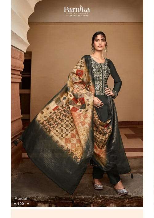 tzu parnika present abidah fancy roman silk party wear salwar kameez collection 