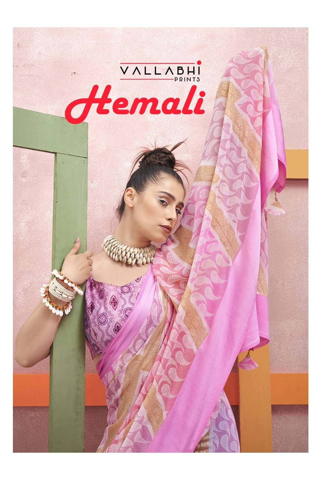 vallabhi prints hemali fancy chiffon daily wear sarees wholesaler