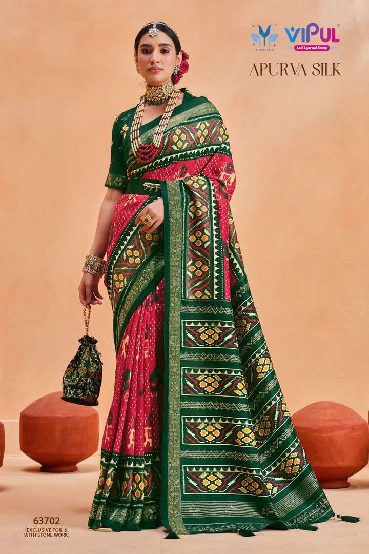 vipul fashion present apurva silk 63702-63719 series dola silk patola sarees wholesaler 