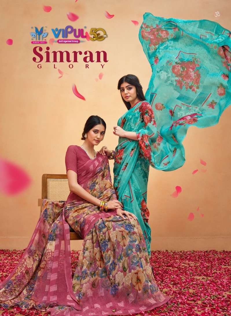 vipul present simran glory 70218-70229 series georgette daily wear sarees wholesaler 
