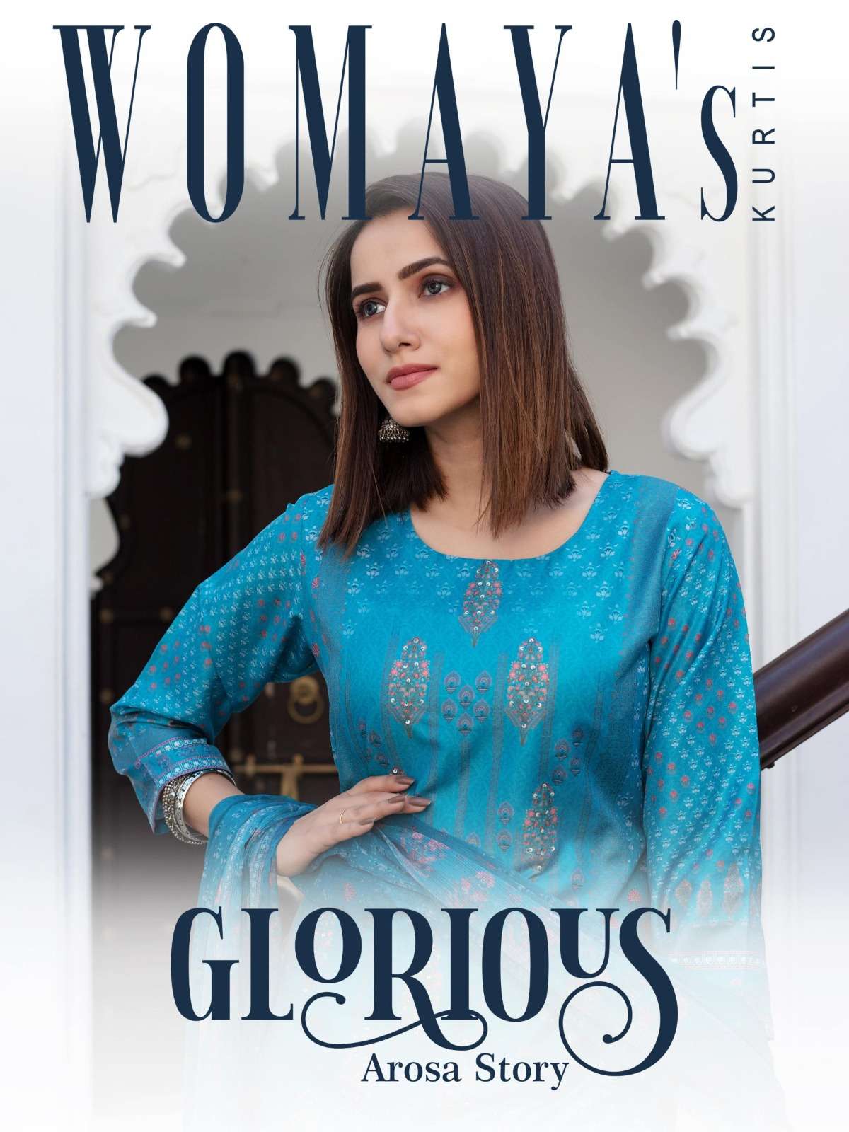 womaya kurtis glorious arosa story digital print fabulous readymade salwar kameez combo set