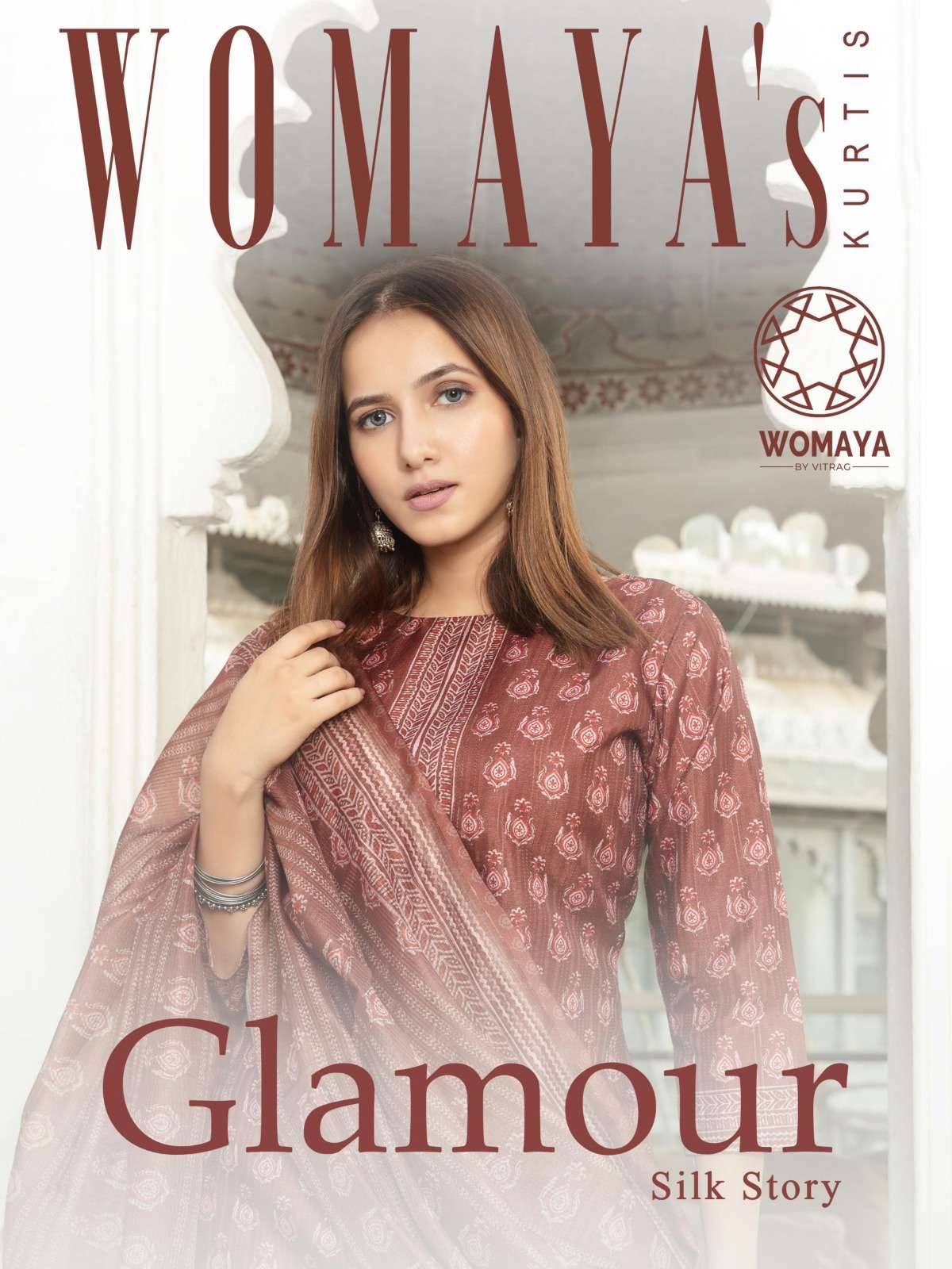 womaya kurtis present glamour silk story fancy digital print readymade salwar kameez combo set 