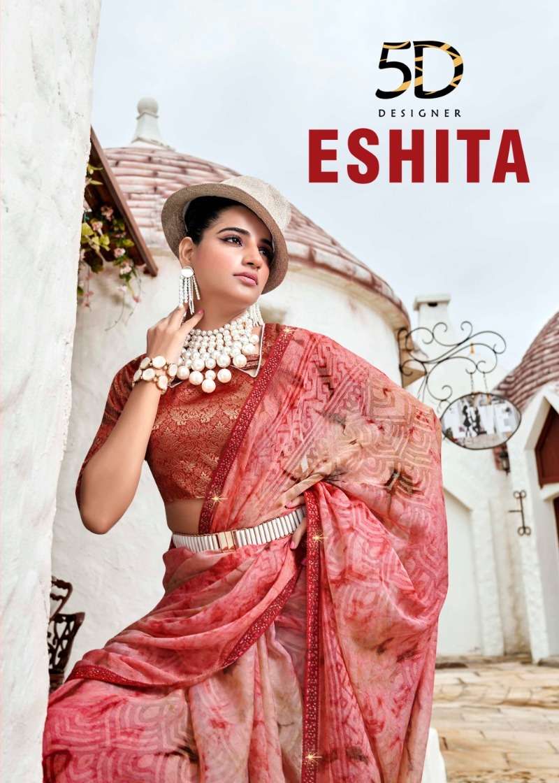 5d designer eshita 4688-4695 chiffon brasso fancy saree collection