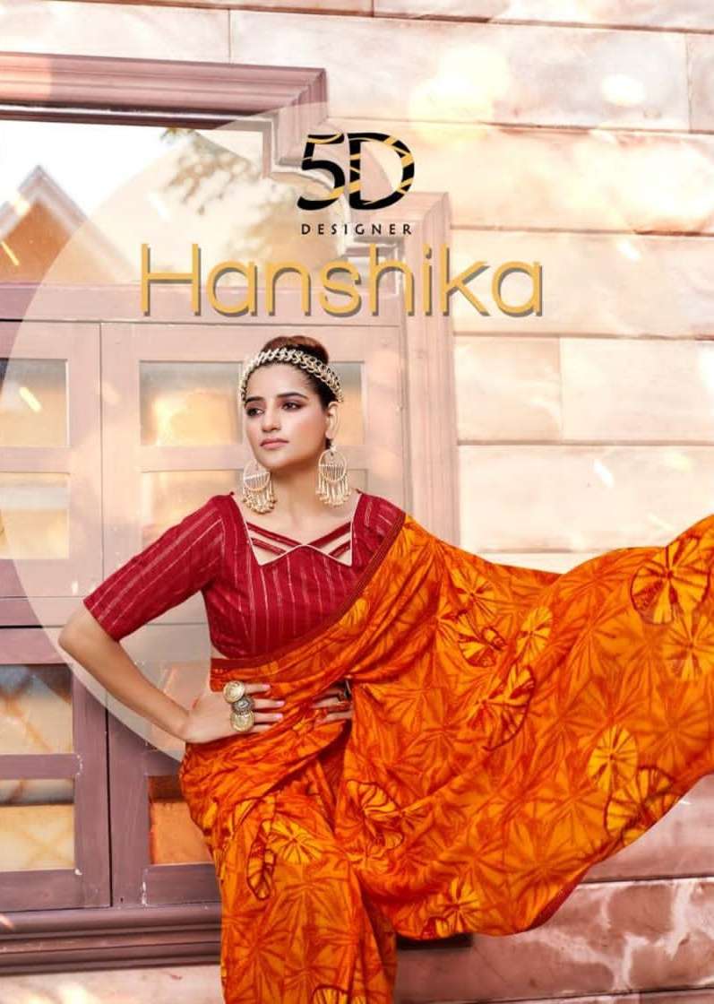 5d designer hanshika 4569-4576 series georgette fancy sarees