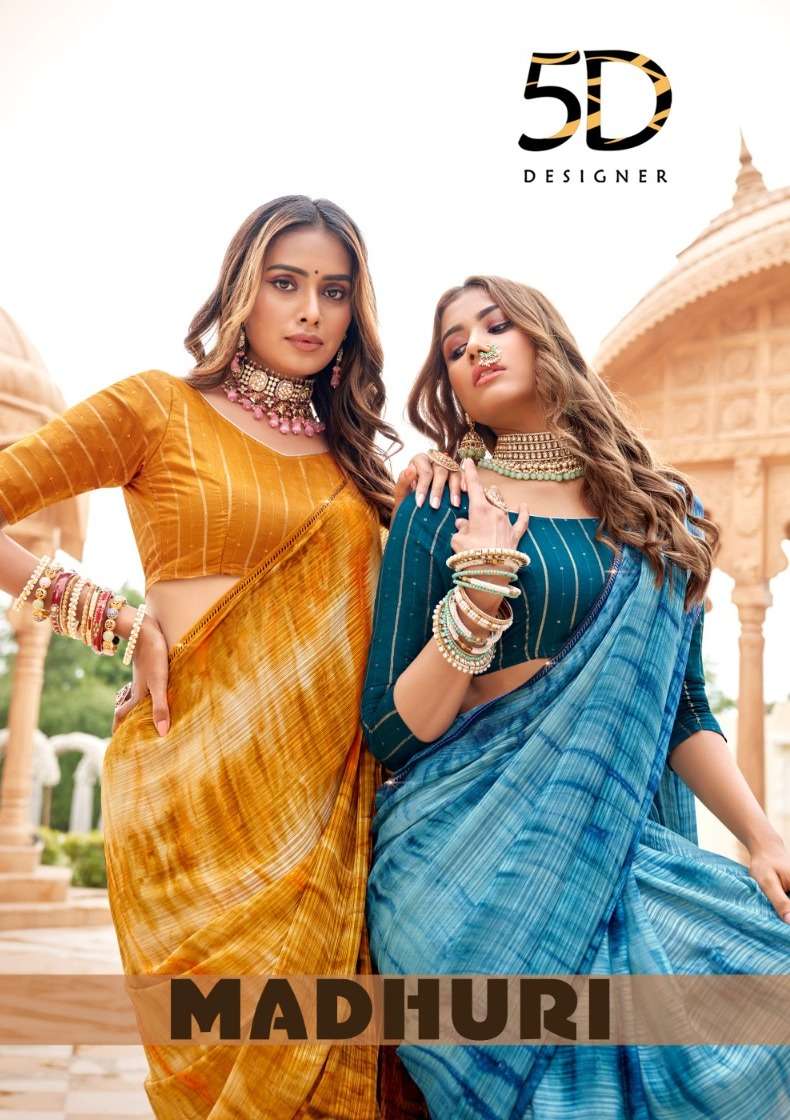 5d designer madhuri fancy swarovski border saree and blouse wholesaler