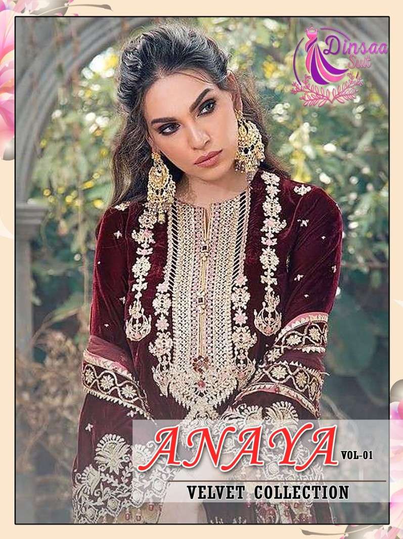 anaya vol 1 by dinsaa suit velvet pakistani winter suits