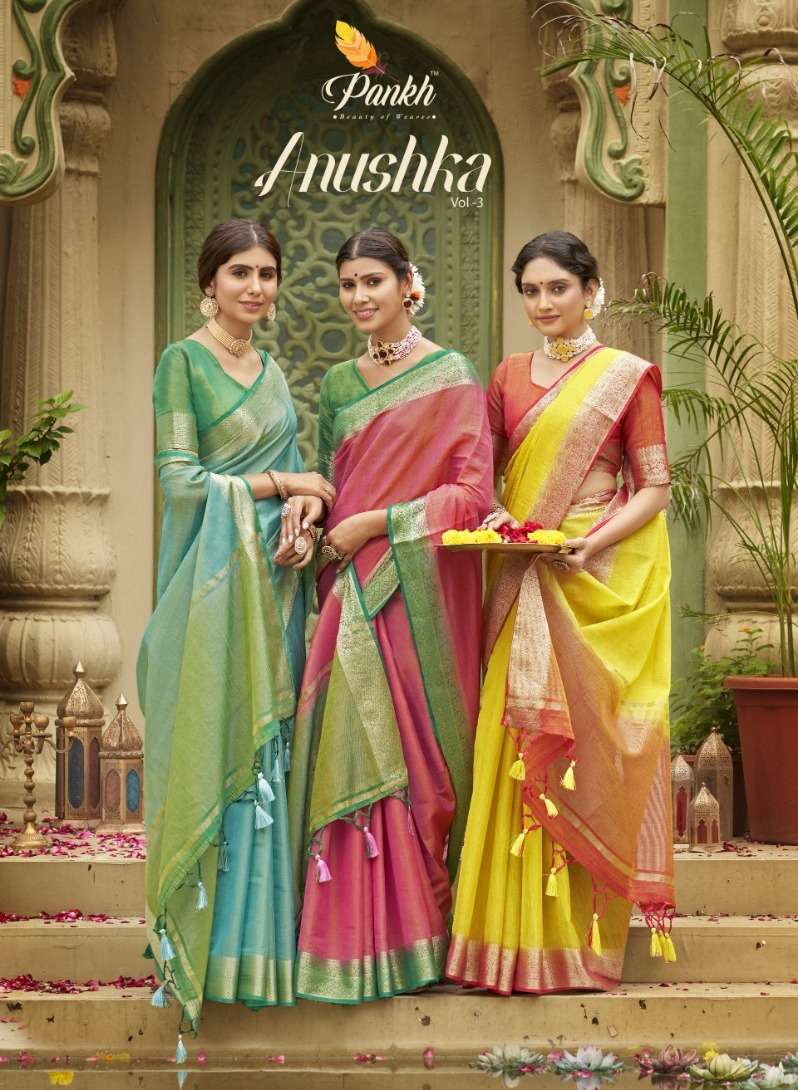 anushka vol 3 6901-6908 by pankh festive wear tussar silk sarees