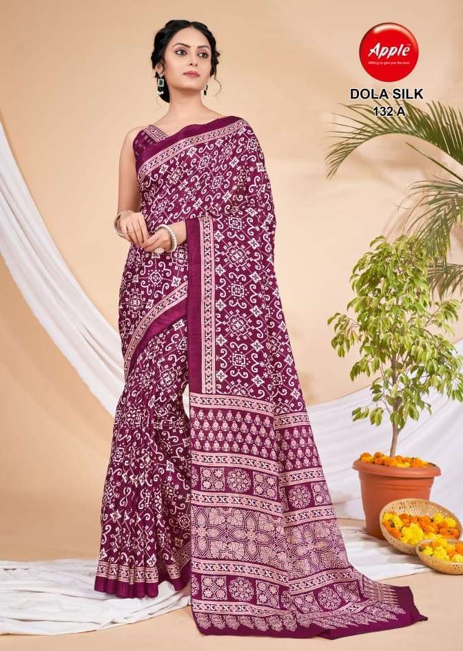 apple saree dola silk fancy four color matching sarees wholesaler