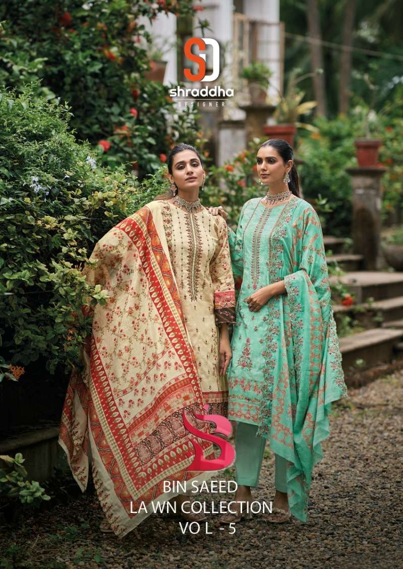 bin saeed lawn collection vol 5 by shraddha designer pakistani salwar kameez material