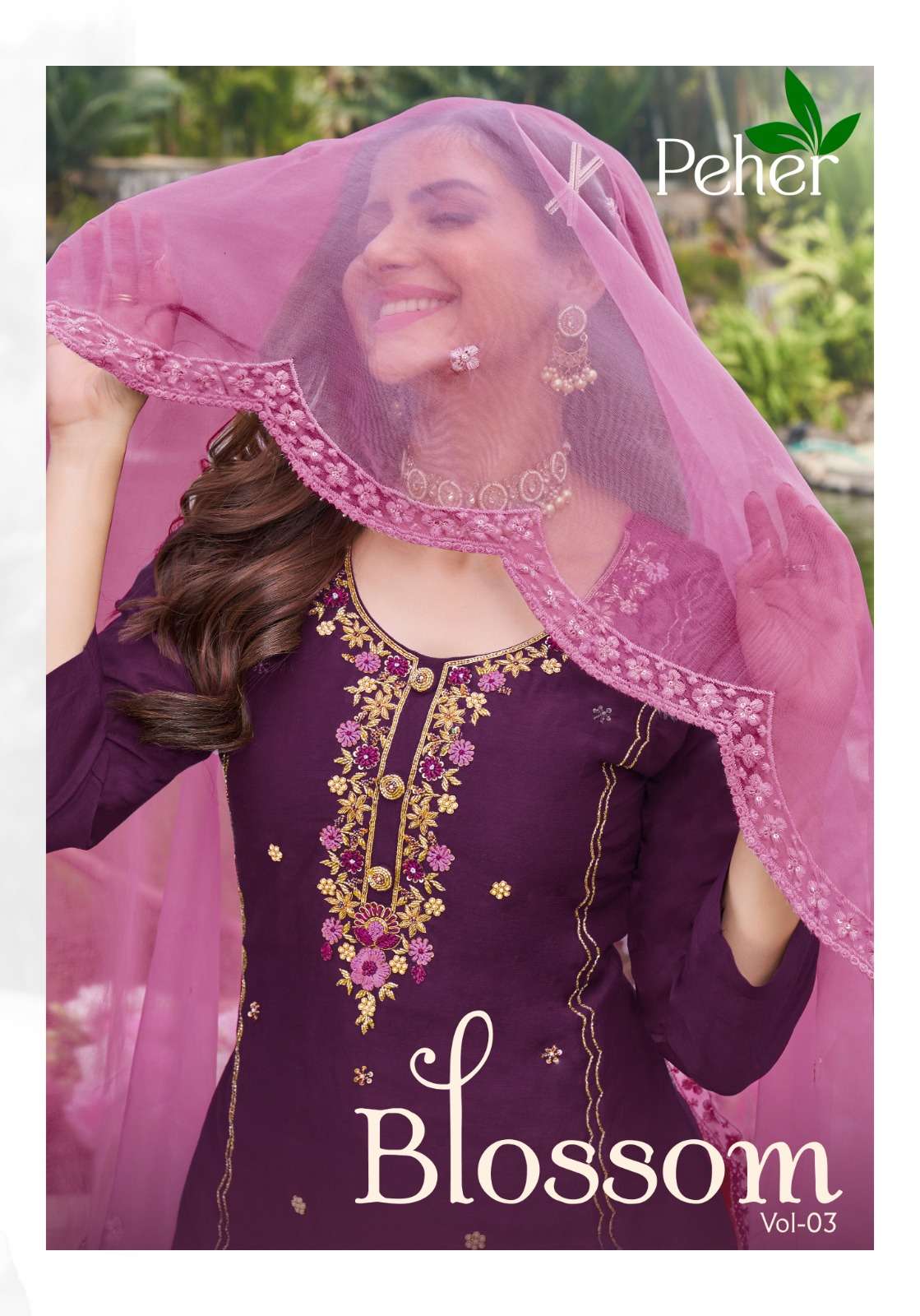 blossom vol 3 by peher vivils festive wear fancy work readymade salwar suit supplier