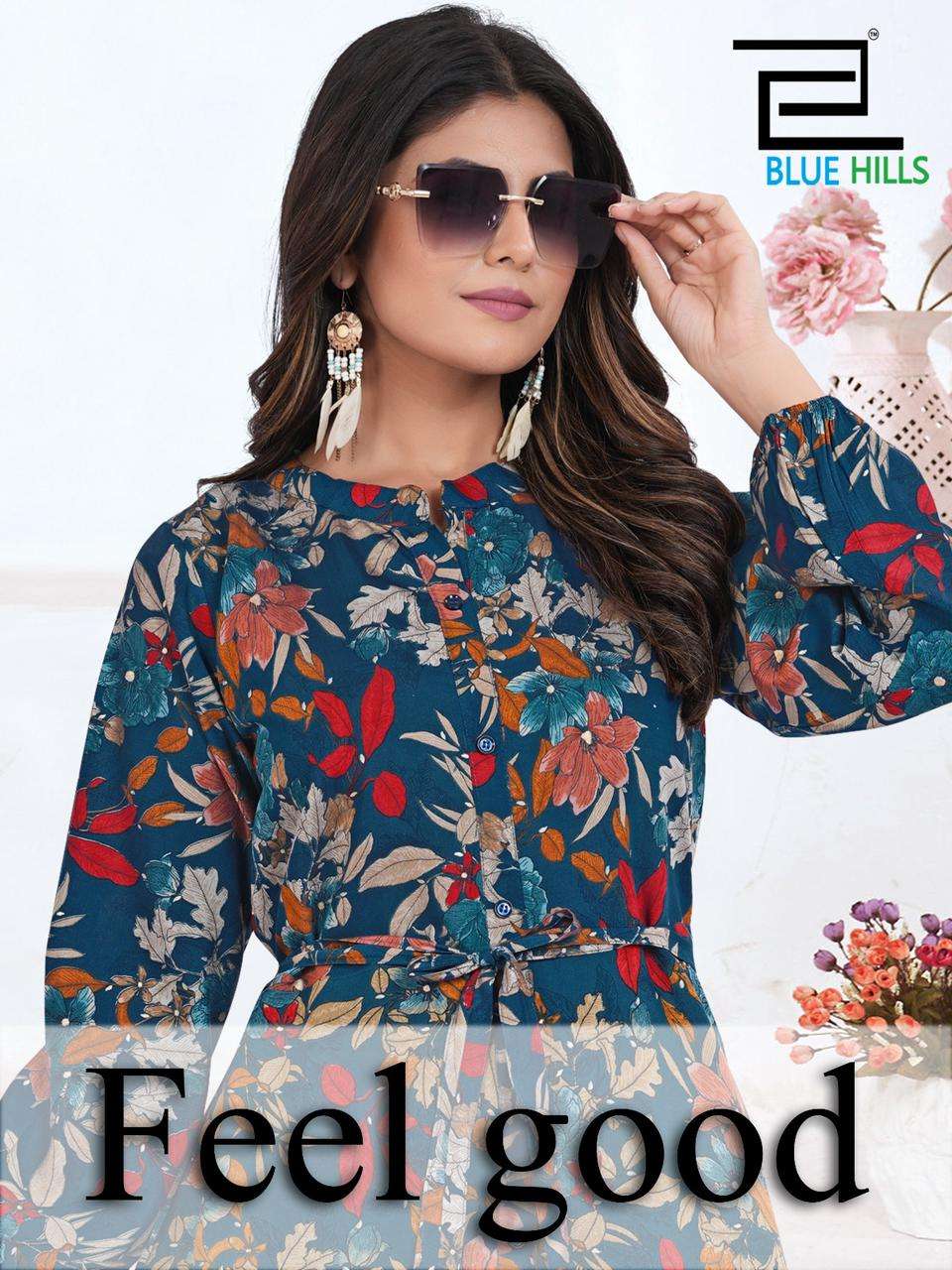 blue hills feel good fancy beautiful print anarkali gown catalog