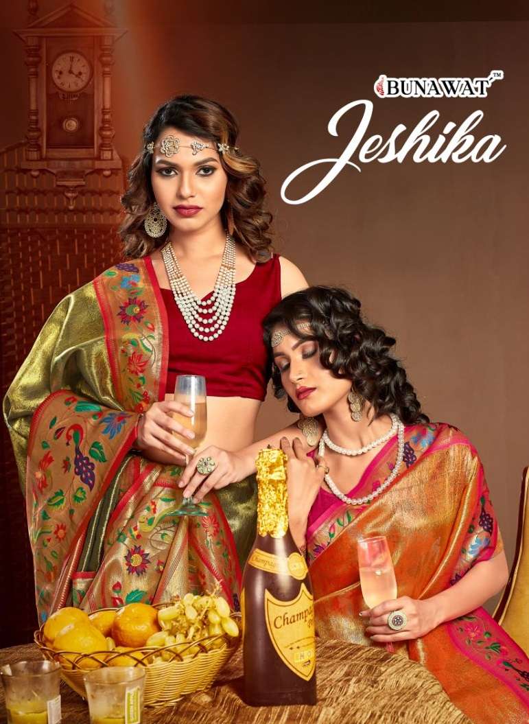 bunawat jeshika zari weaving wedding paithani silk saris wholesaler