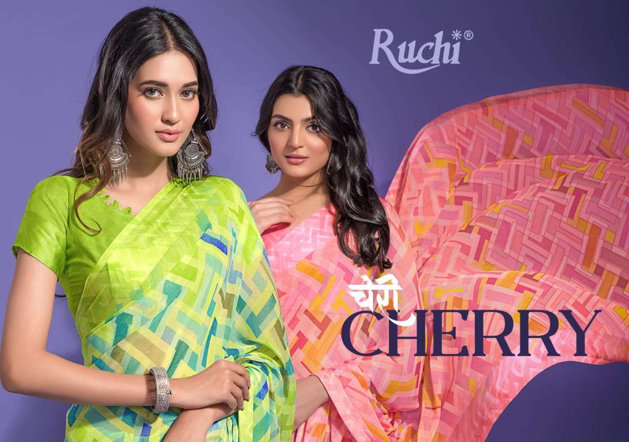 cherry vol 35 by ruchi fancy chiffon saree with satin border collection