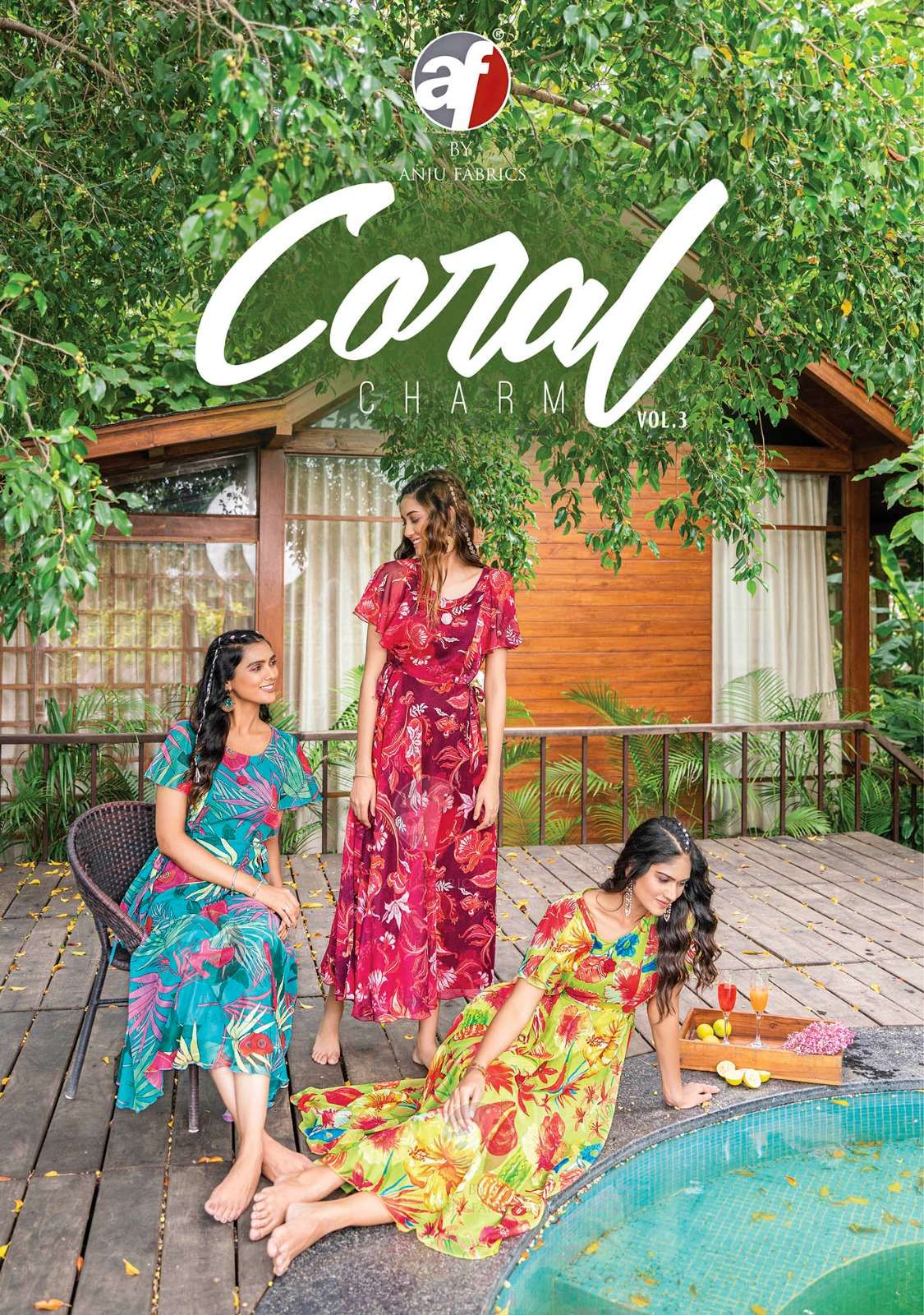coral charm vol 3 by anju fab fancy party wear fullstitch long one piece dress catalog
