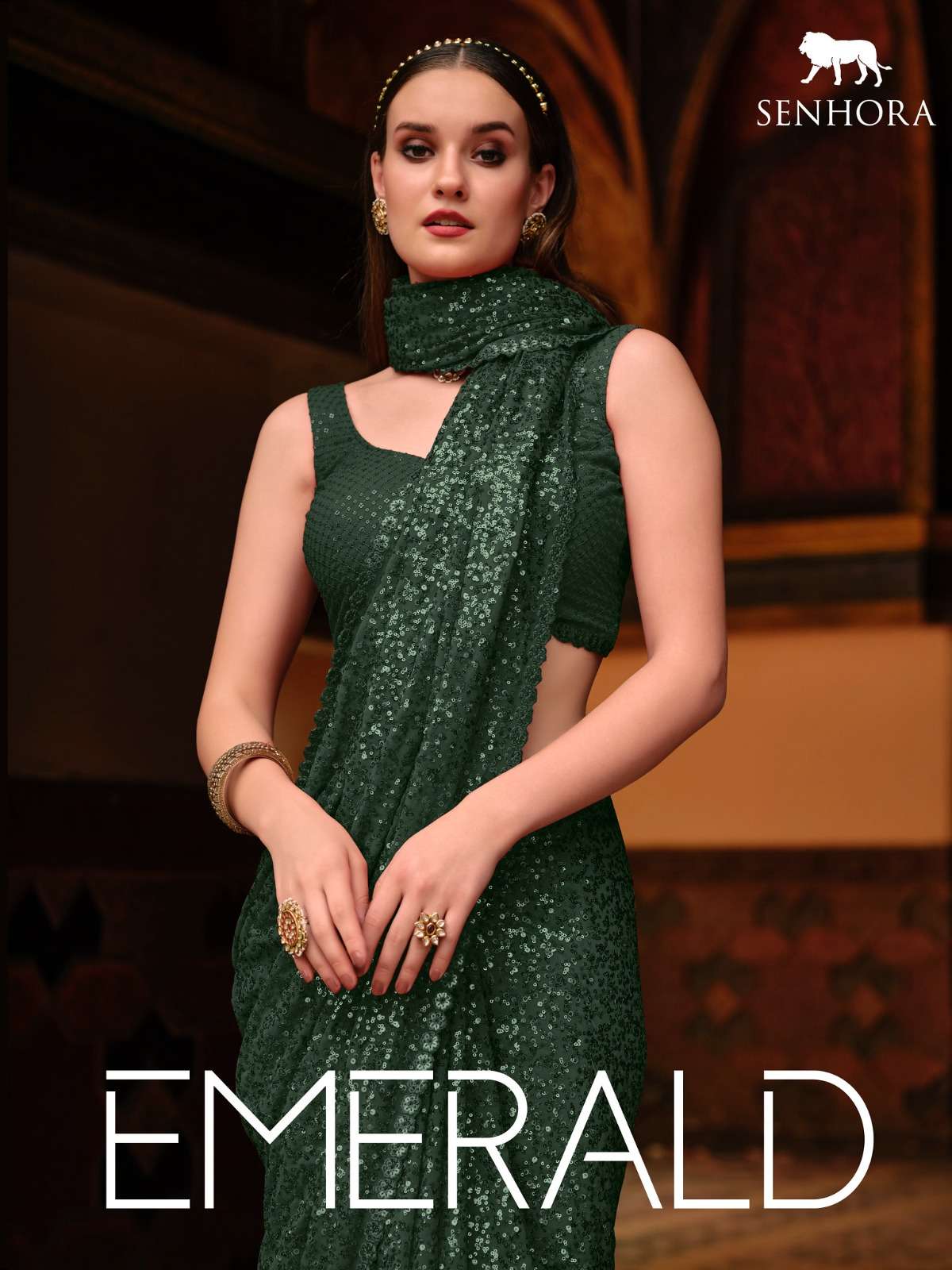 emerald vol 34 by senhora party wear georgette premium saree collection