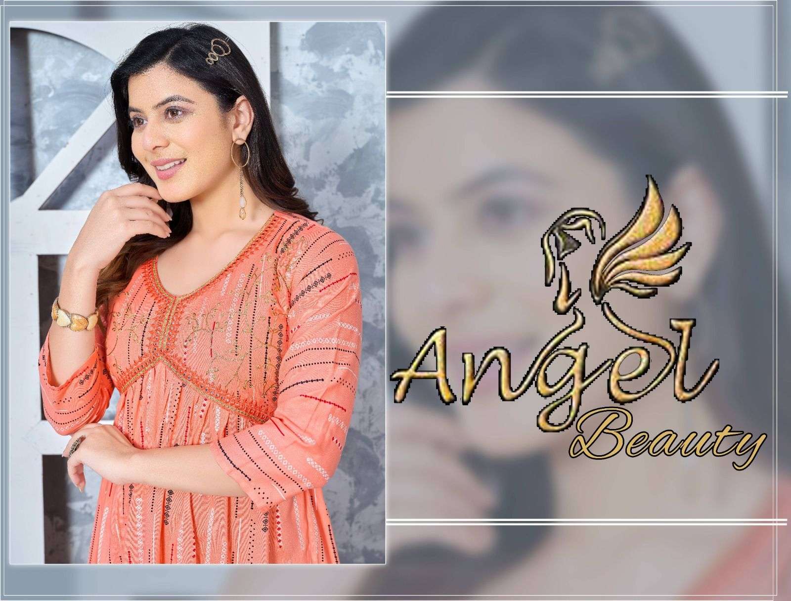 Golden Angel Beauty 14 Kg Rayon Print Aaliya cut Flared Kurta CATALOG WHOLESALER BEST RATE