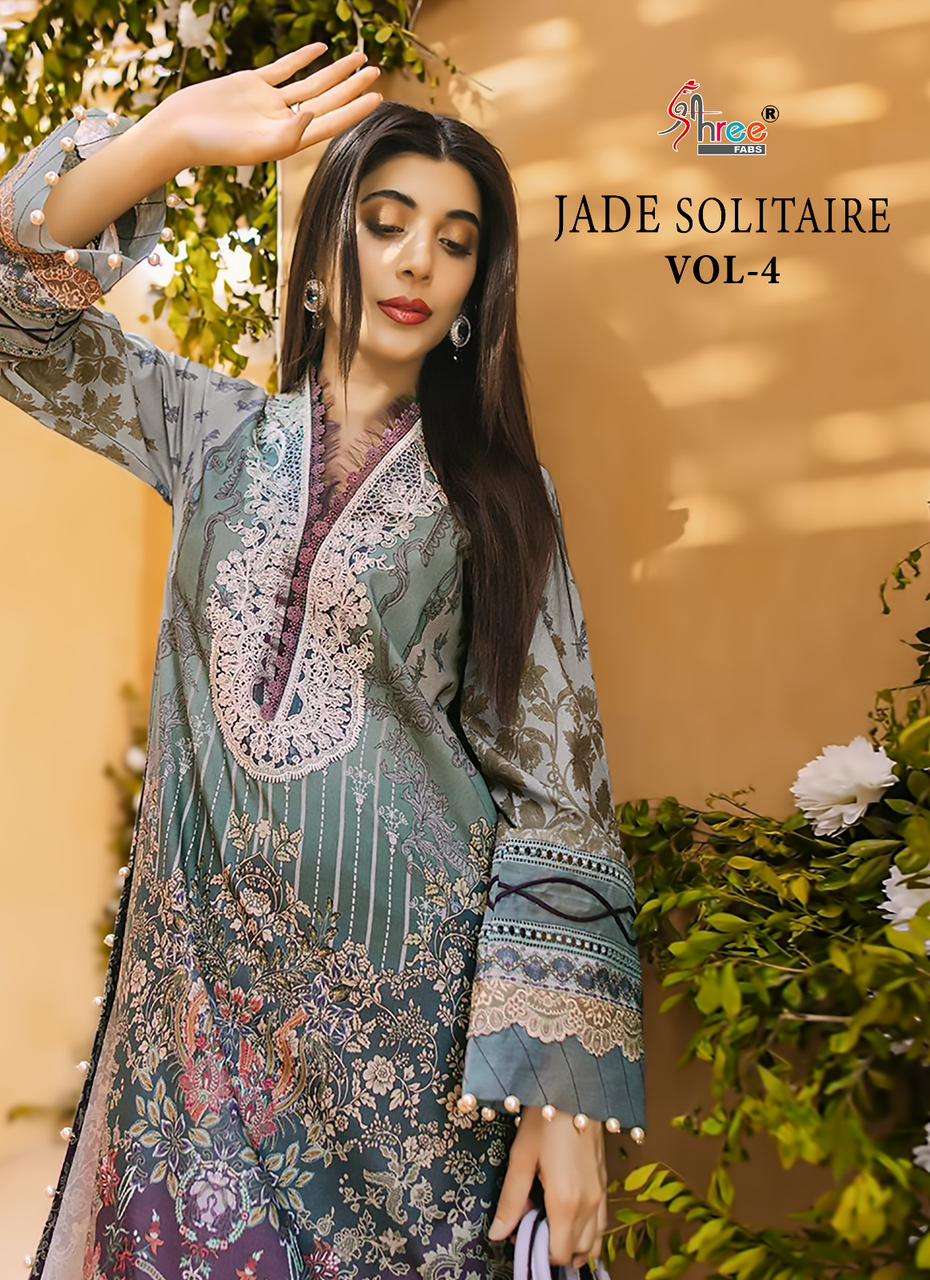 jade solitaire vol 4 by shree fab exclusive print with work pakistani suits collection
