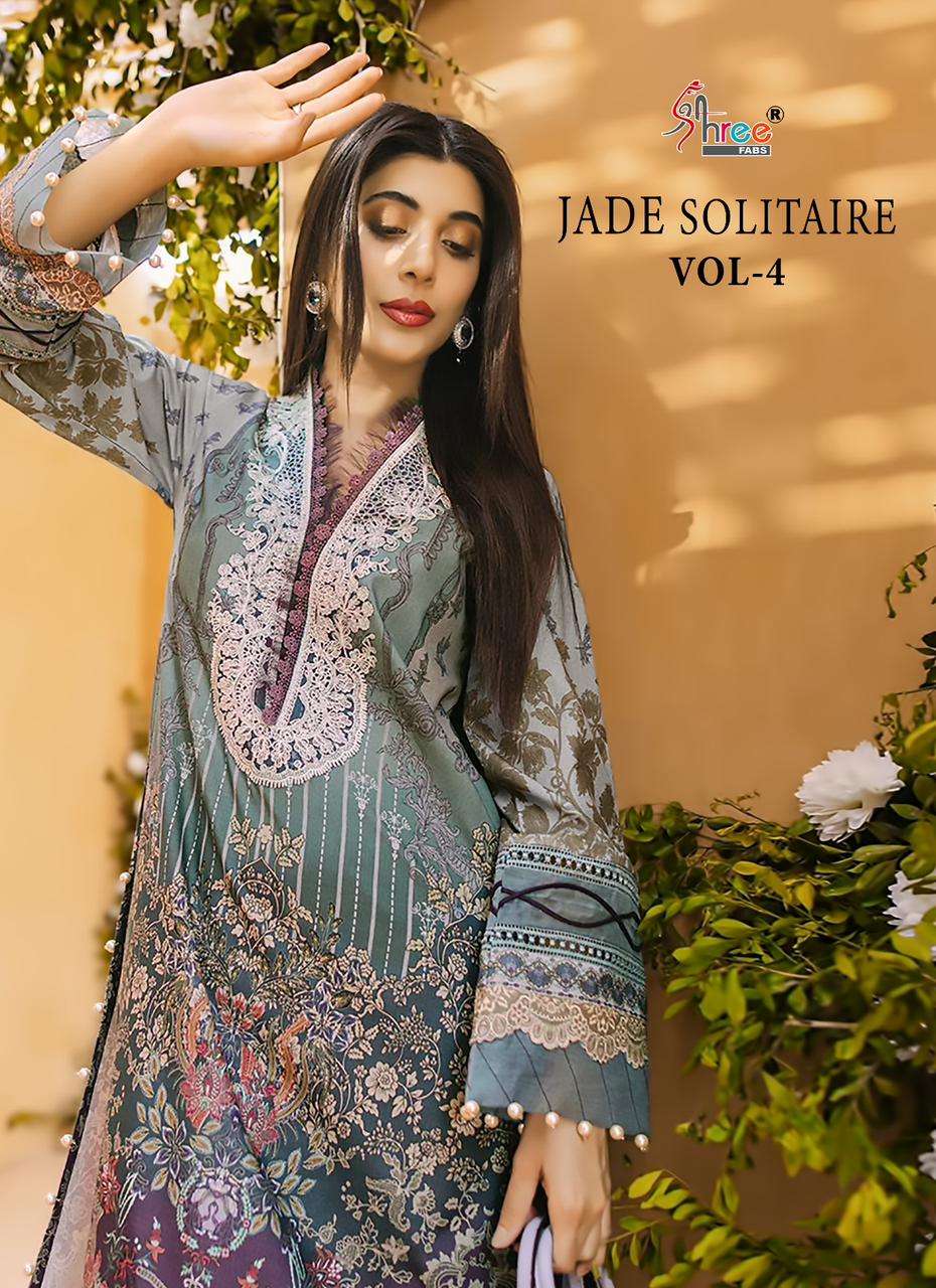 jade solitaire vol 4 by shree fab exclusive print with work pakistani suits collection