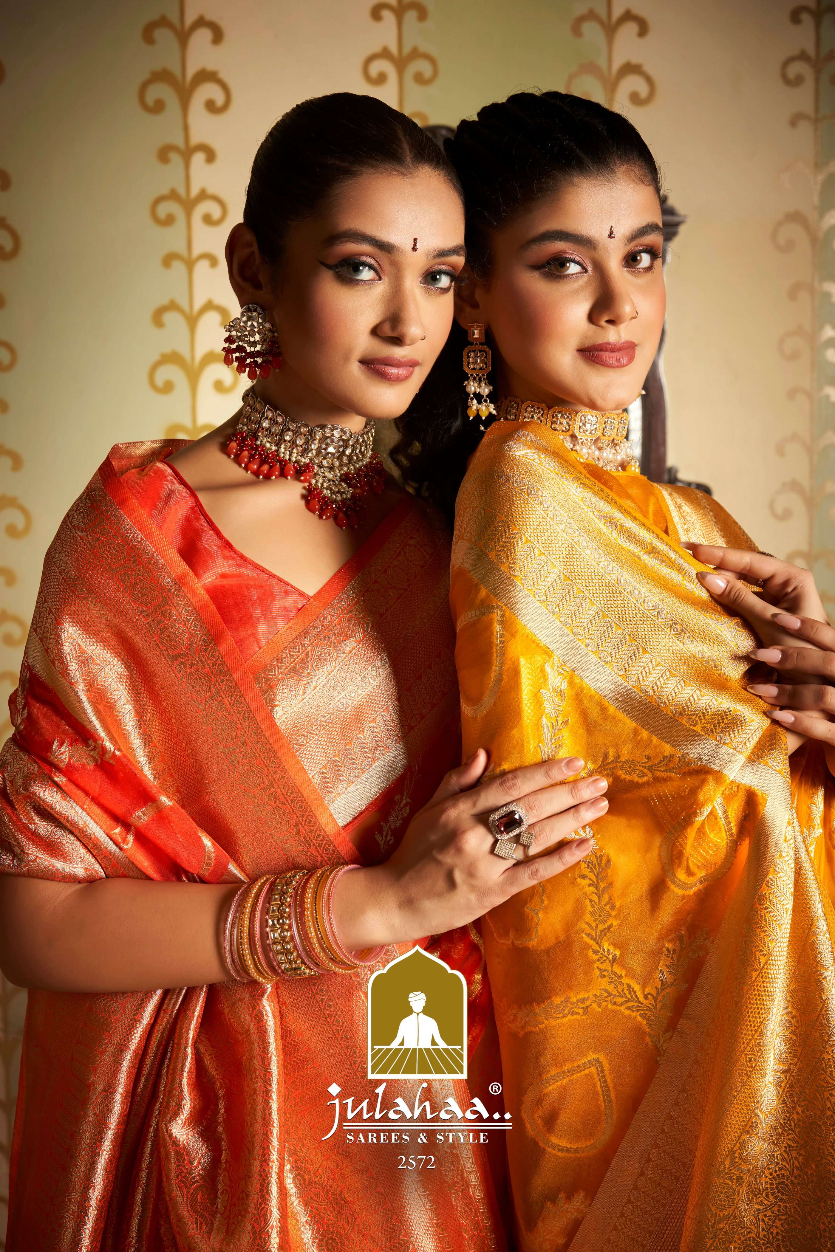 julahaa 2572 designs festive wear organza silk saree catalog
