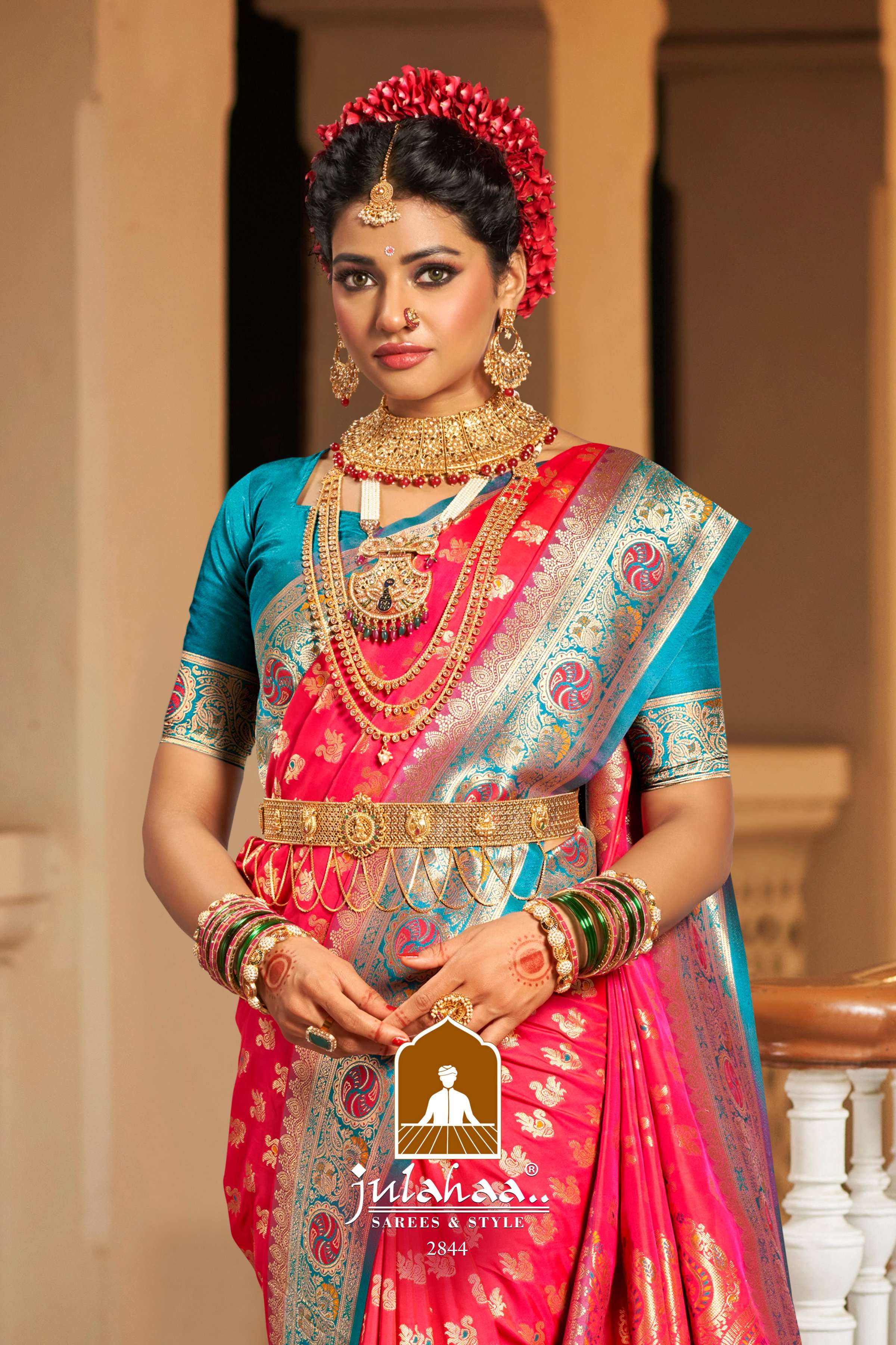 julahaa 2844 designs wedding wear colour matching sarees collection
