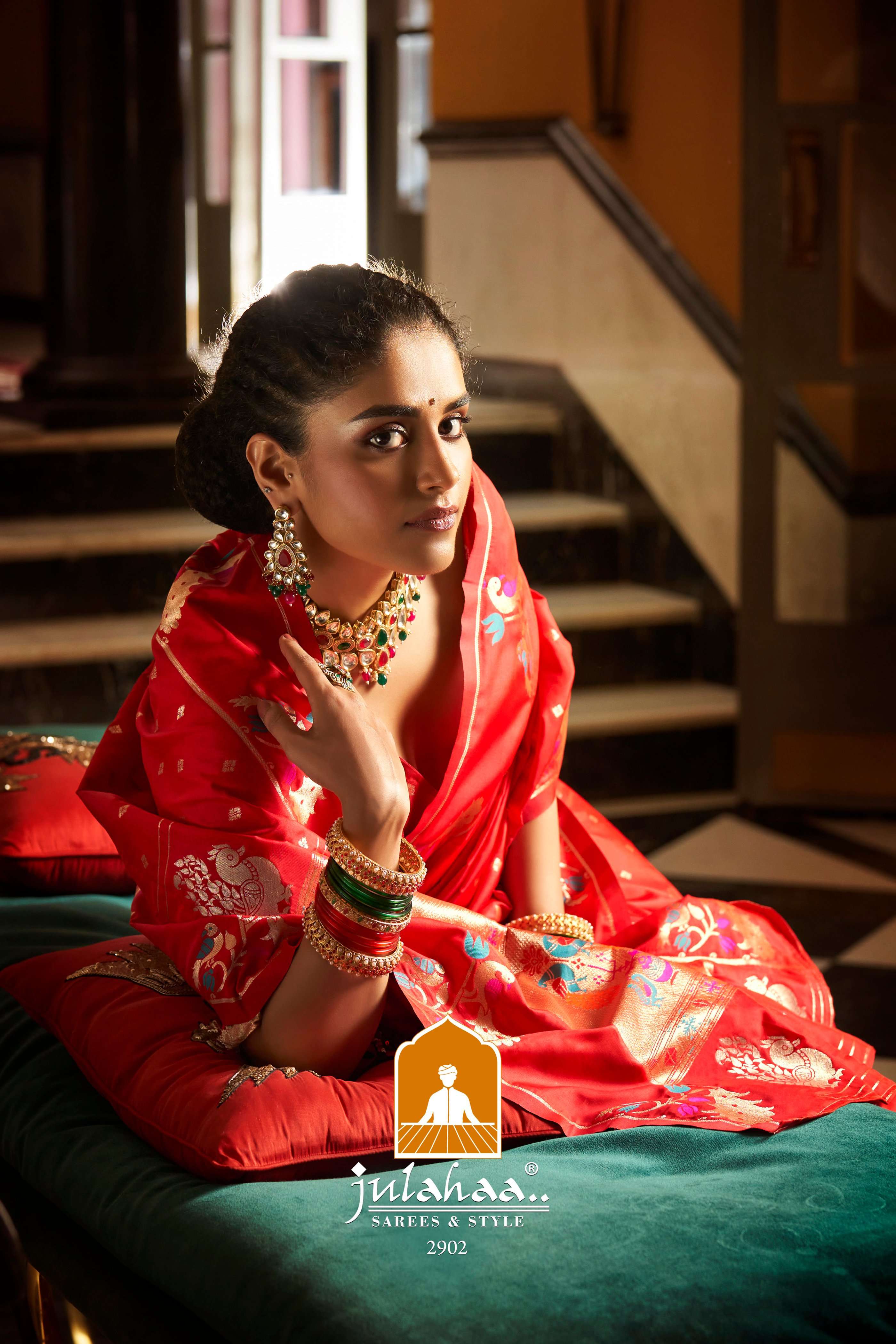 julahaa 2902 designs function wear silk paithani saree online wholesaler